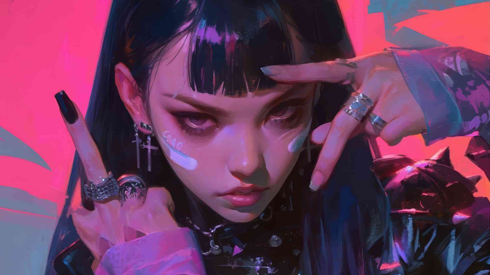 Anime girl middle finger digital art. | MirrorLog